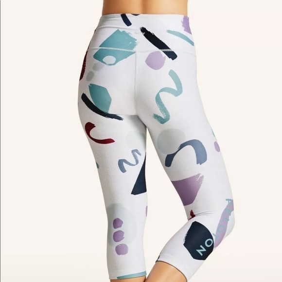 Peloton X WITH Modern High Waist Capri Leggings Teal White Purple Size XS - Picture 6 of 16